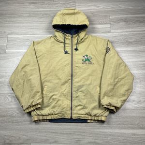 Vintage Notre Dame Jacket Mens Extra Large Beige Reversible 90s NCAA Hooded